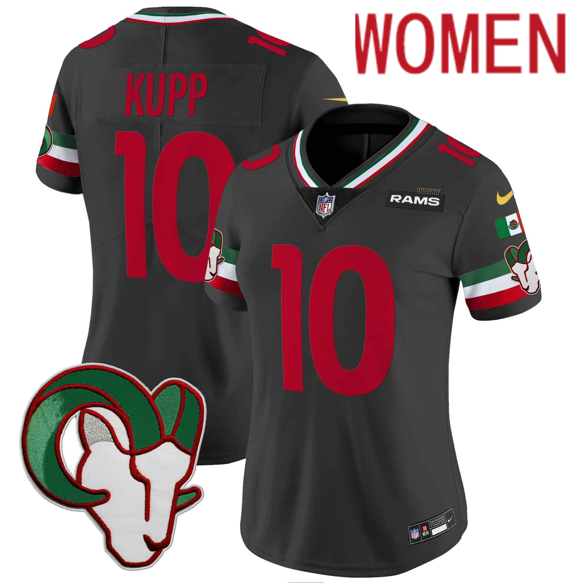 Women Los Angeles Rams #10 Kupp Black 2024 Nike Mexico Vapor Limited NFL Jersey->customized nfl jersey->Custom Jersey